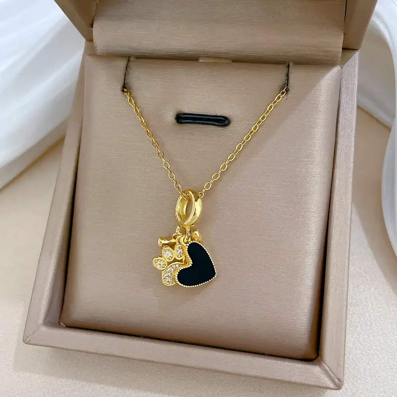 Love Puppy Paw Necklace for Women Gold Diamond Chain β feature 8
