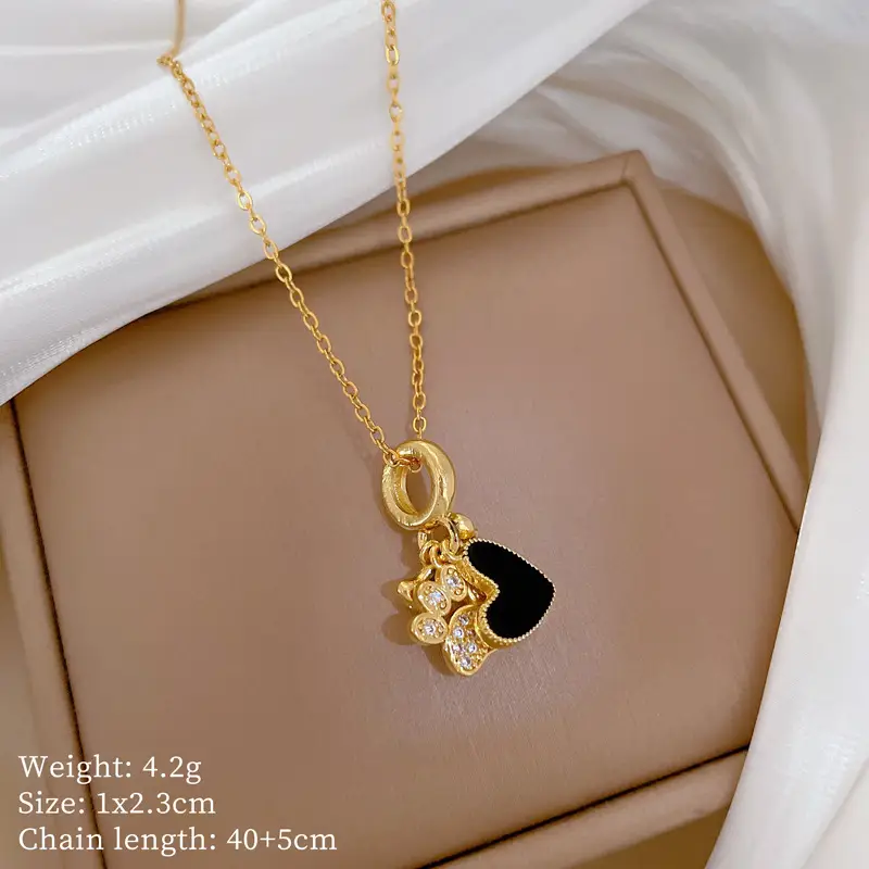 Love Puppy Paw Necklace for Women Gold Diamond Chain