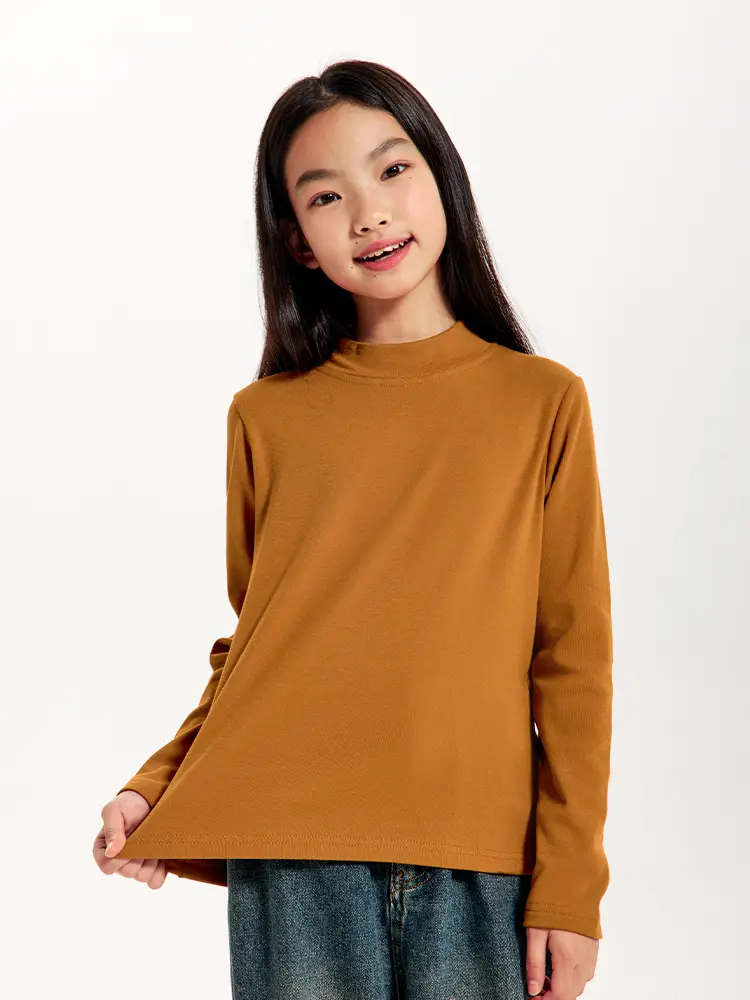 Kids' Dark Black Brushed Inner Layer Shirt with Hood