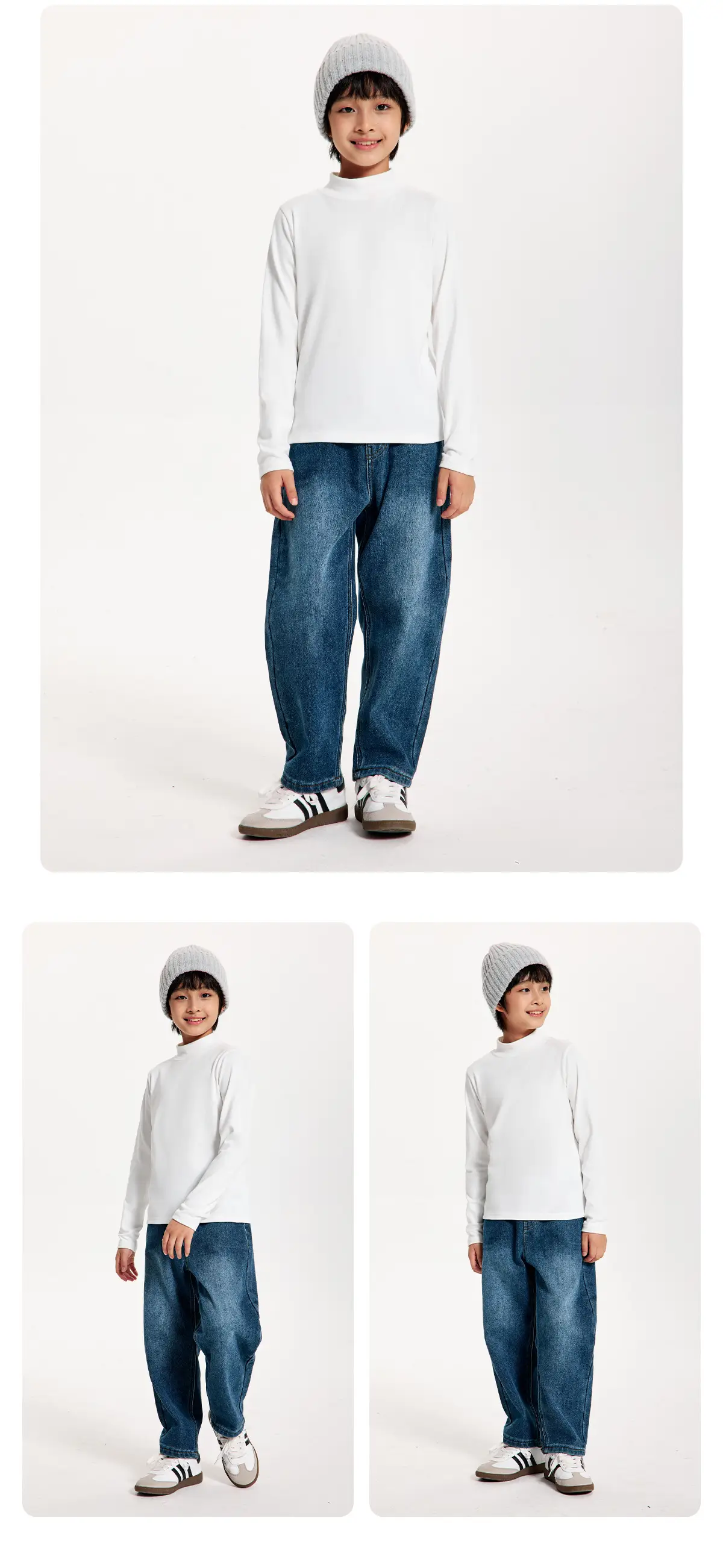 Kids' Dark Black Brushed Inner Layer Shirt with Hood — feature 17