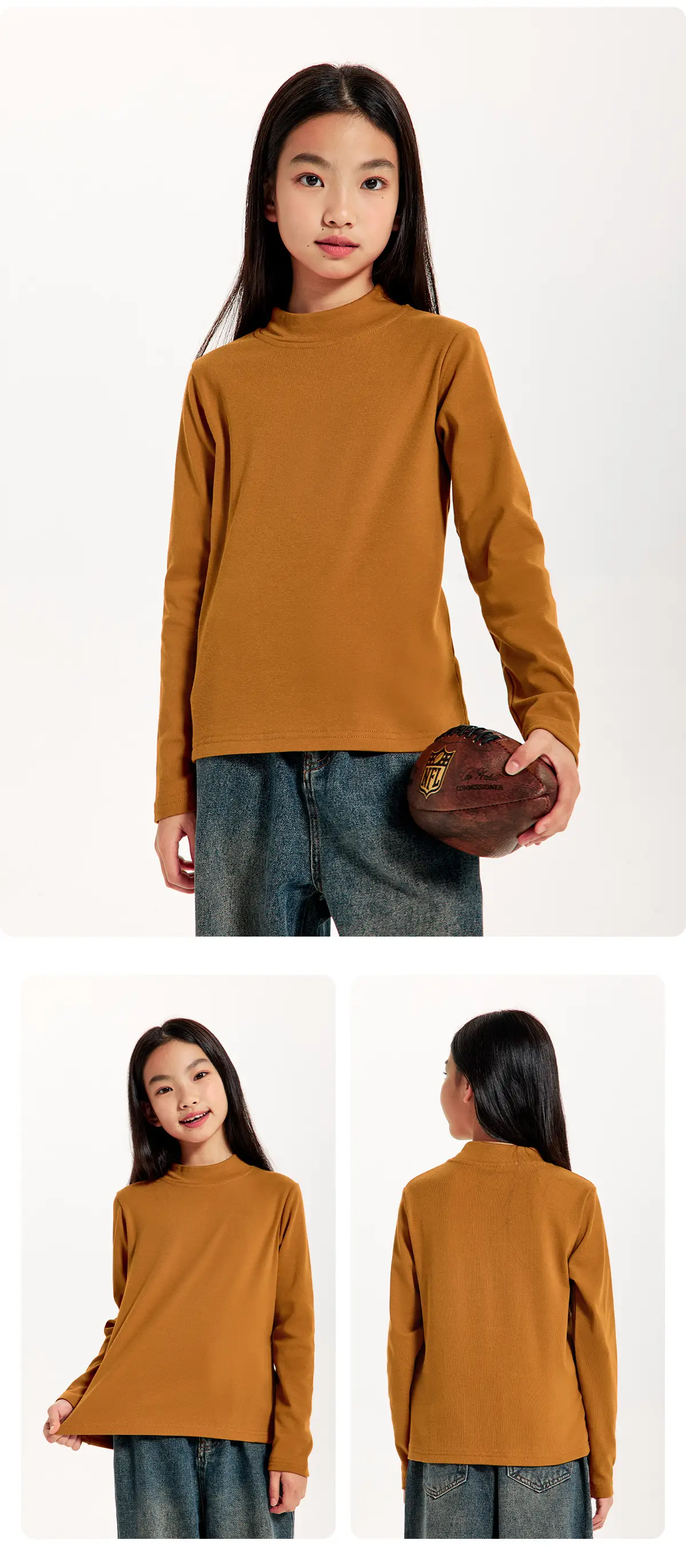 Kids' Dark Black Brushed Inner Layer Shirt with Hood — feature 24