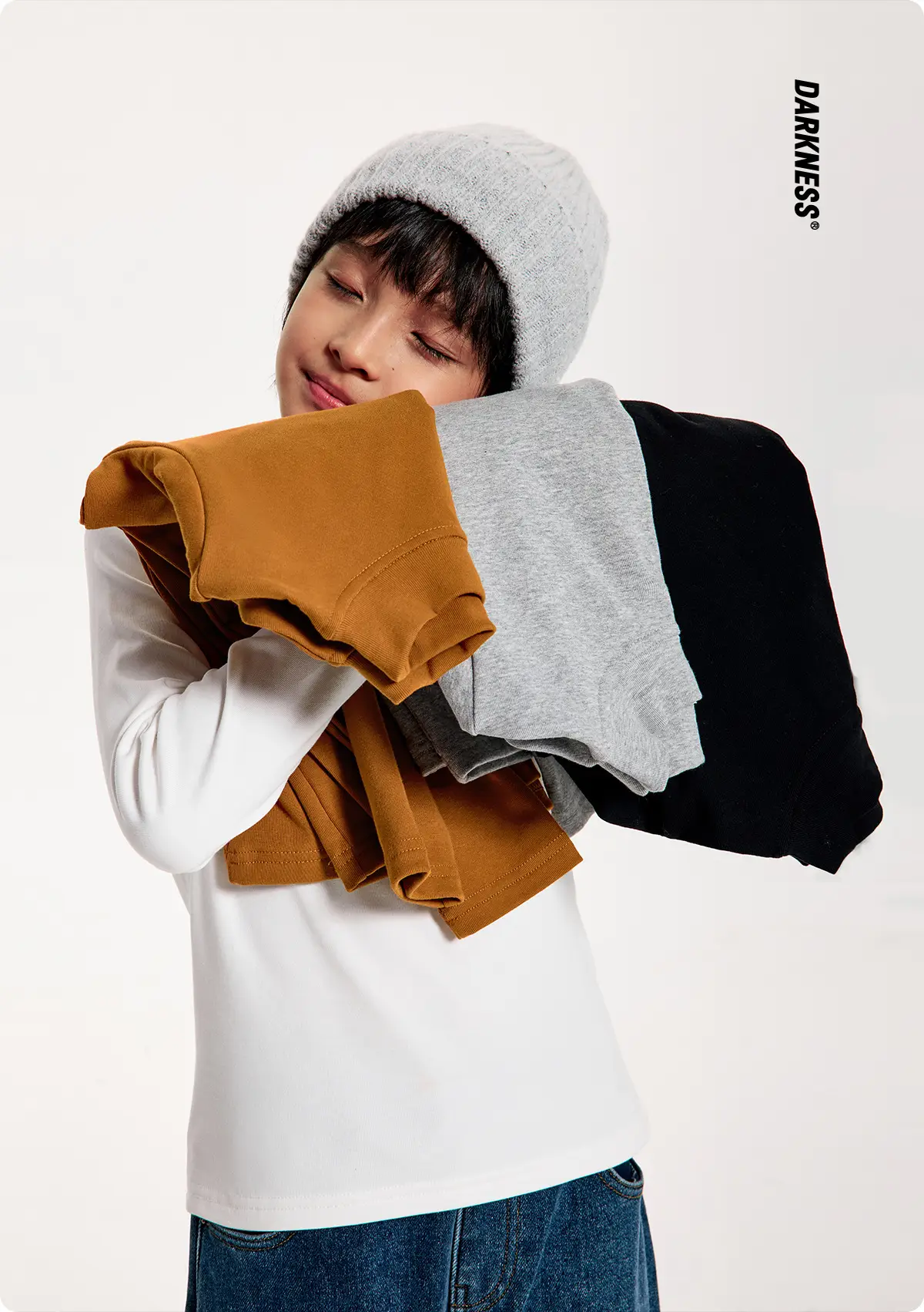 Kids' Dark Black Brushed Inner Layer Shirt with Hood — feature 5