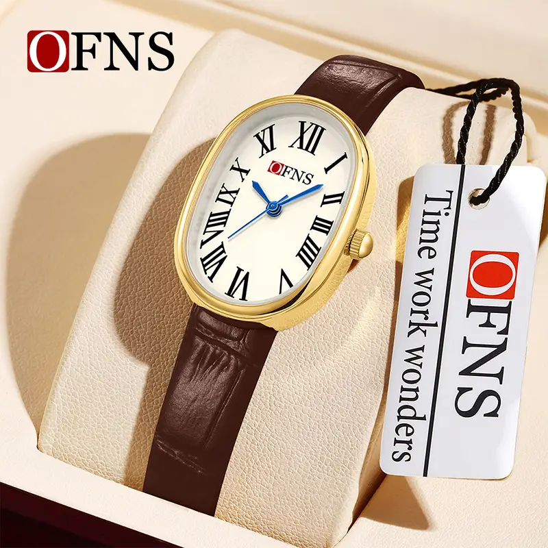 Women's Leather Strap Roman Numeral Quartz Watch - Image 9