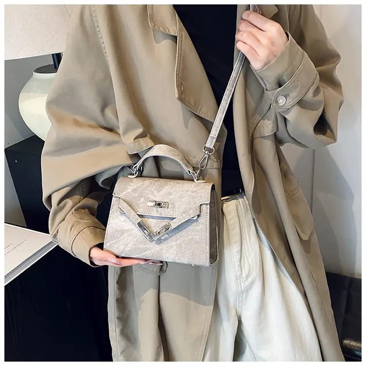 Women's Grey Plated Shoulder Bag 2024 New — feature 33