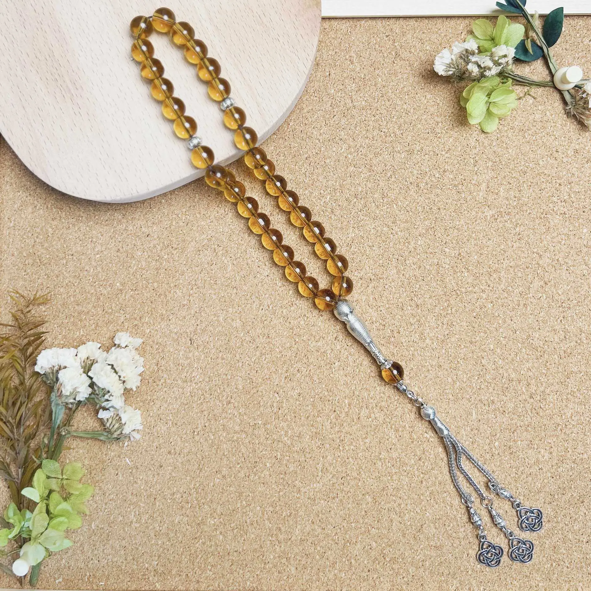 33 Pcs Porcelain Glass Obsidian Dark Blue Sea Rosary Bracelet - Image 4