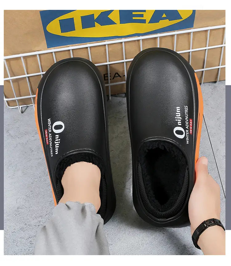Men's Cotton Slippers with Baotou for Winter fleece-lined Thickened Indoor Home Bag with Shit-stepping Feeling Waterproof Non-slip Warm Cotton Shoes — feature 12