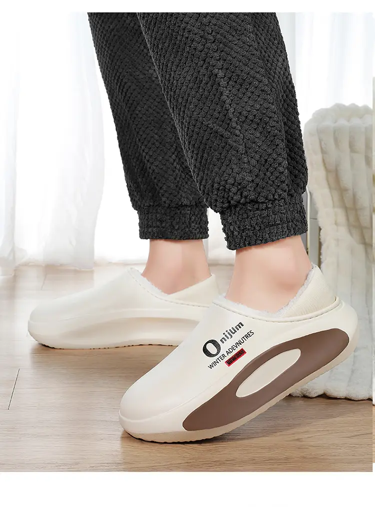 Men's Cotton Slippers with Baotou for Winter fleece-lined Thickened Indoor Home Bag with Shit-stepping Feeling Waterproof Non-slip Warm Cotton Shoes — feature 18