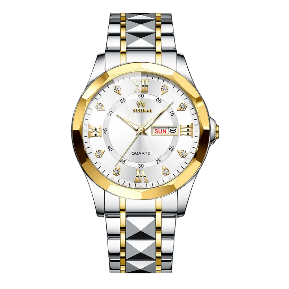 Men's Stainless Steel Quartz Watch with Day/Date Display - Image 4