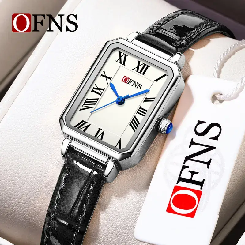 O'FNS Women's French Style Square Quartz Watch Brown Leather Band - Image 10