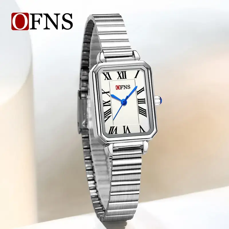 O'FNS Women's French Style Square Quartz Watch Brown Leather Band - Image 12
