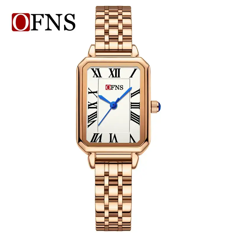 O'FNS Women's French Style Square Quartz Watch Brown Leather Band - Image 14