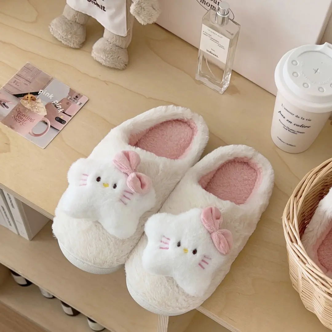 Winter home plush slippers cute cotton slippers women's 2024 new autumn and winter indoor plush cotton shoes - Image 2
