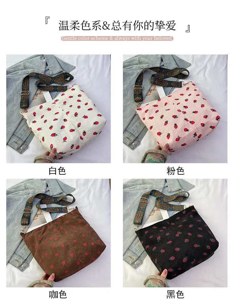 Strawberry Printed Tote Bag for Women — feature 3