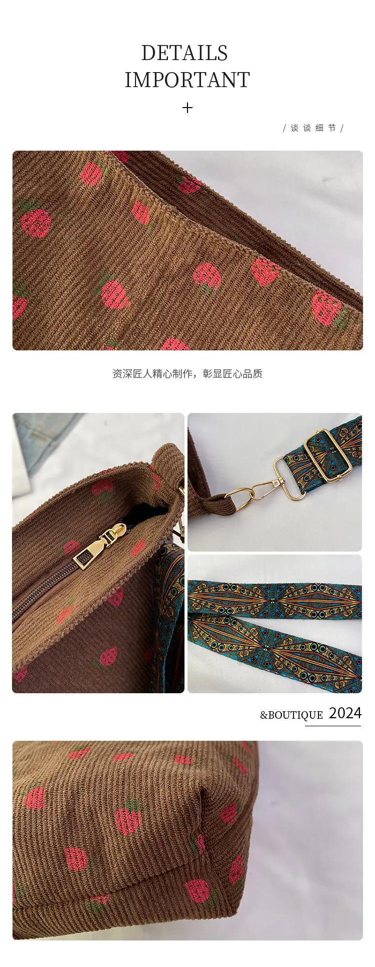 Strawberry Printed Tote Bag for Women — feature 4