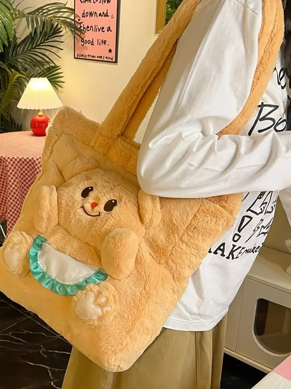 Cute Bear Cartoon Blue Gingham Shoulder Bag 2024 - Image 9