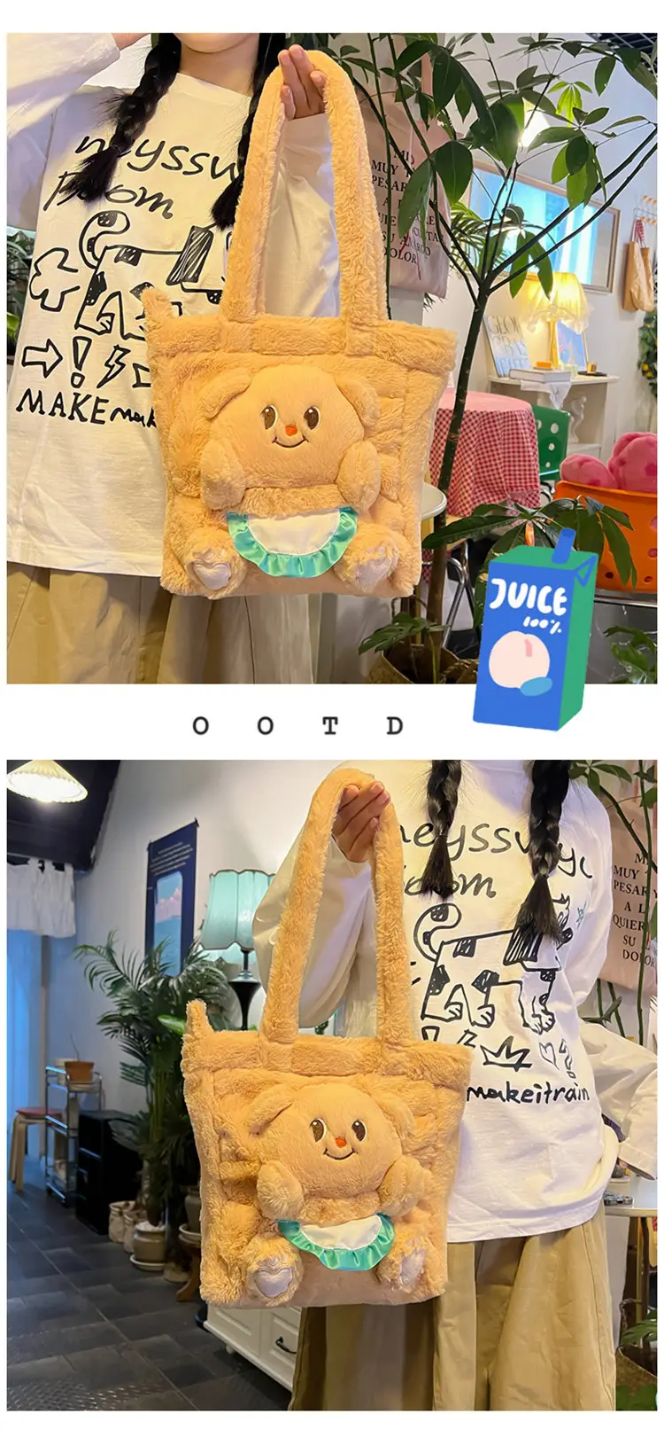 Cute Bear Cartoon Blue Gingham Shoulder Bag 2024 — feature 16