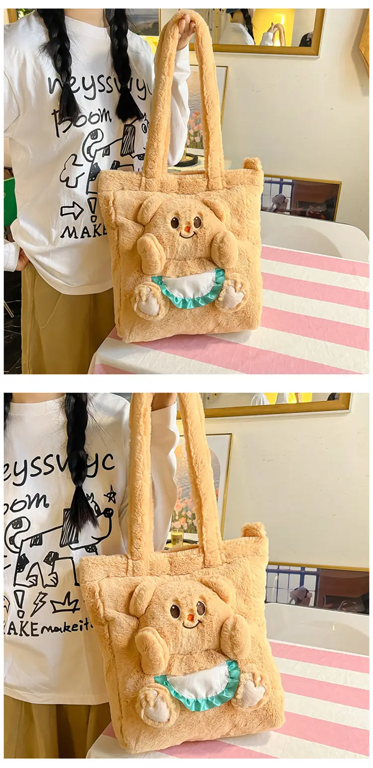 Cute Bear Cartoon Blue Gingham Shoulder Bag 2024 — feature 19