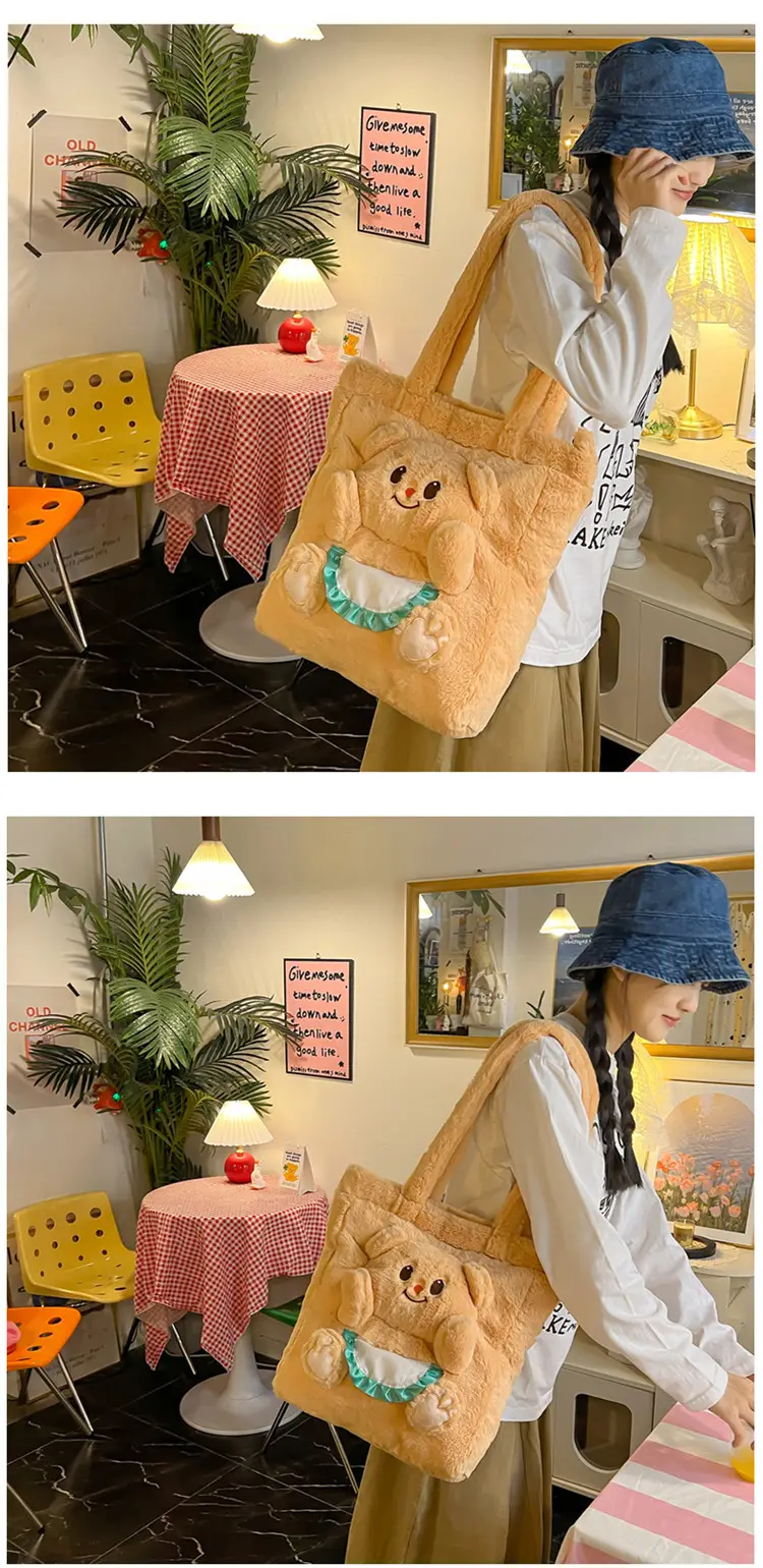 Cute Bear Cartoon Blue Gingham Shoulder Bag 2024 — feature 22