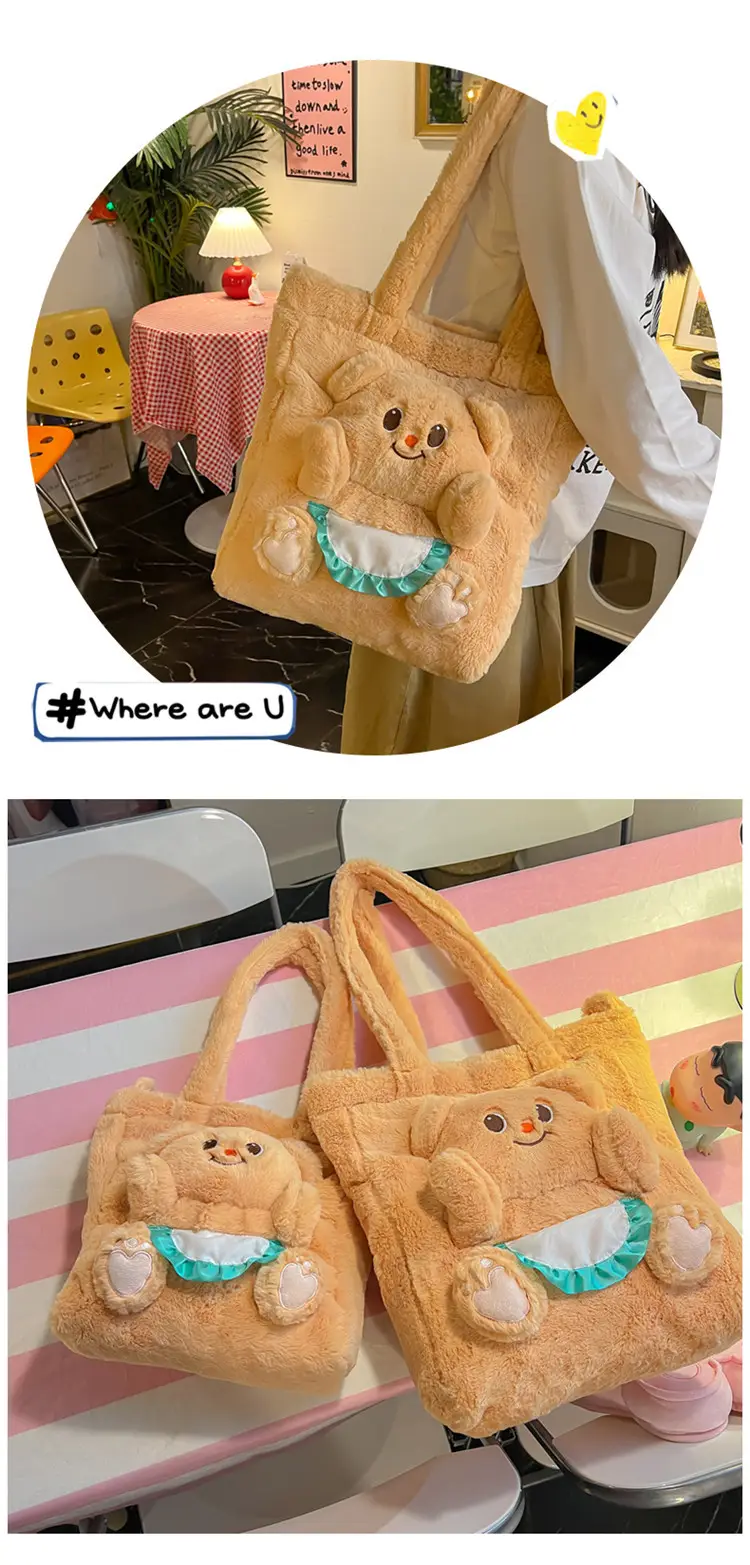 Cute Bear Cartoon Blue Gingham Shoulder Bag 2024 — feature 23