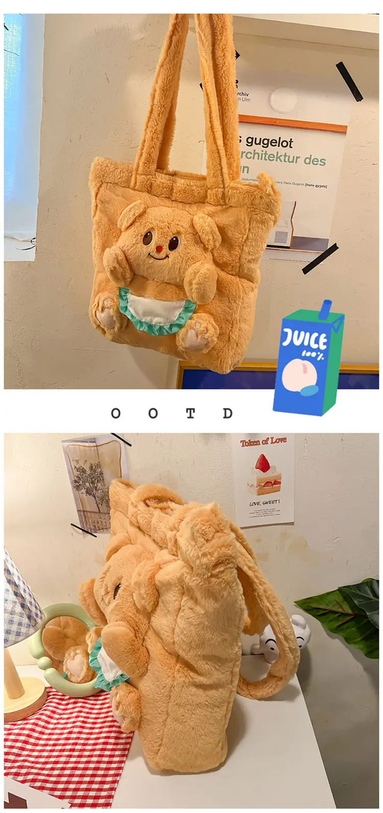 Cute Bear Cartoon Blue Gingham Shoulder Bag 2024 — feature 26