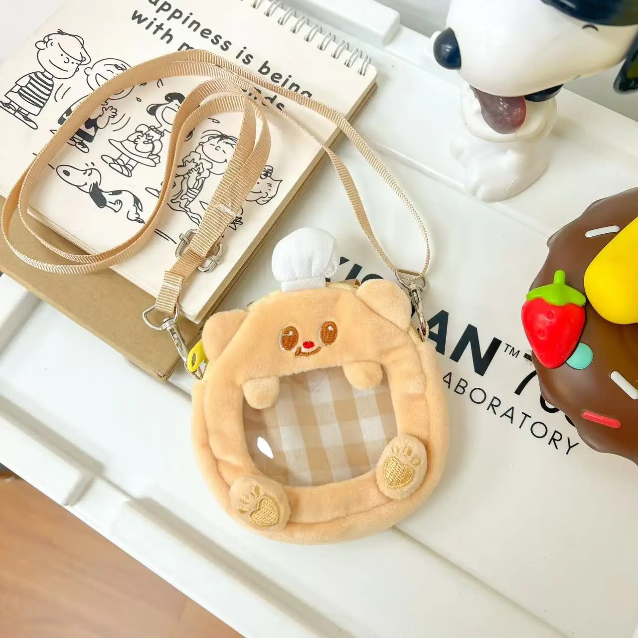 Cute Bear Cartoon Blue Gingham Shoulder Bag 2024 - Image 5