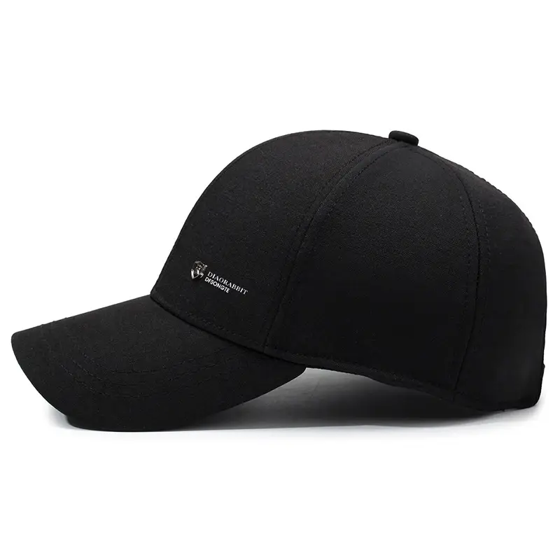 Black Fleece Lined Baseball Cap for Men - Image 6