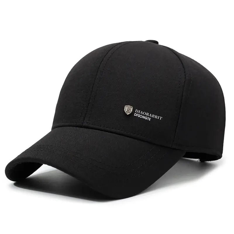Black Fleece Lined Baseball Cap for Men - Image 8