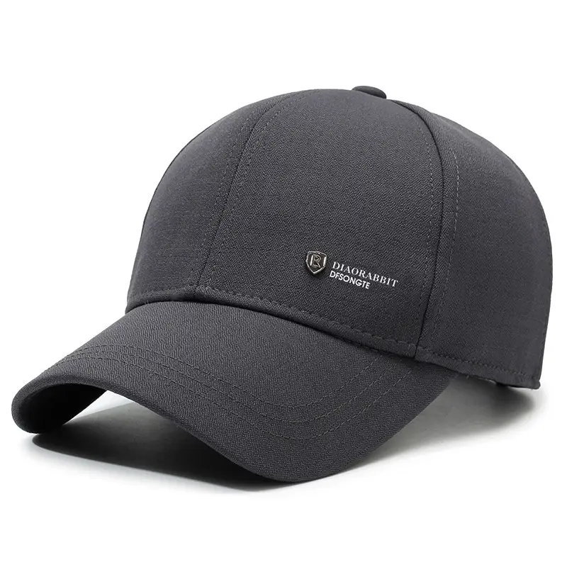 Black Fleece Lined Baseball Cap for Men - Image 2