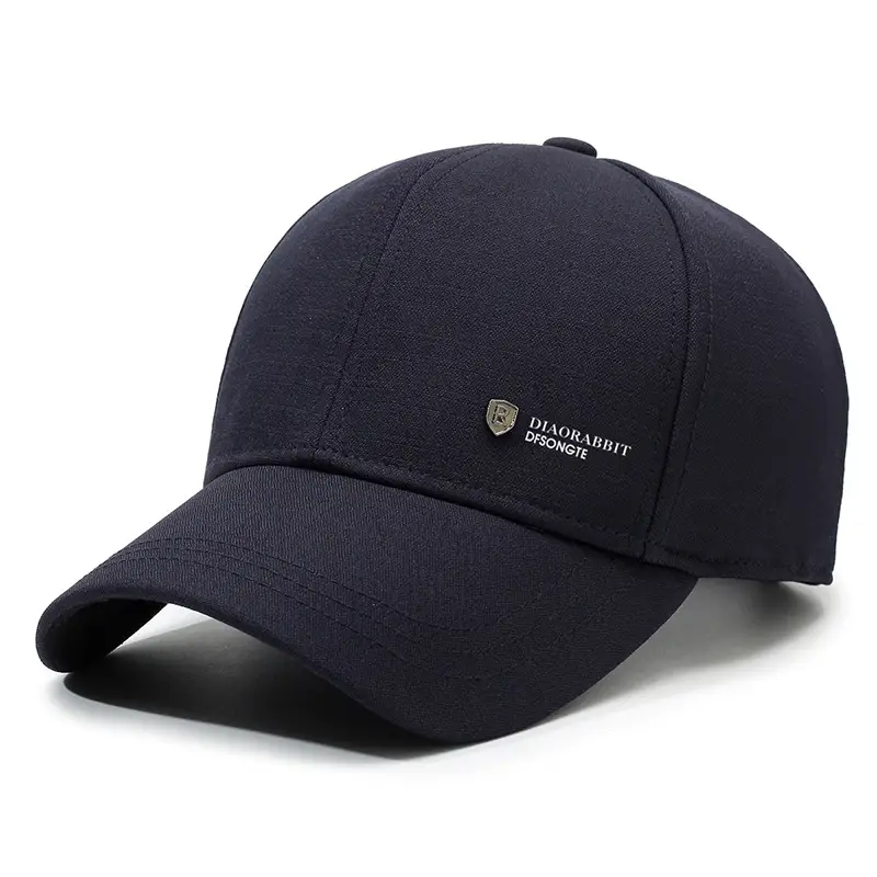 Black Fleece Lined Baseball Cap for Men - Image 3