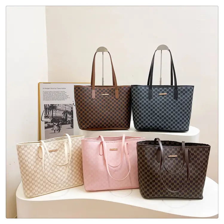 Pink Vintage Checkered Tote Bag for Women Winter Commute