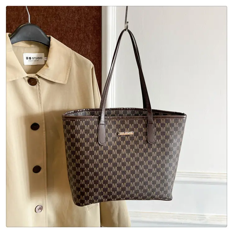Pink Vintage Checkered Tote Bag for Women Winter Commute
