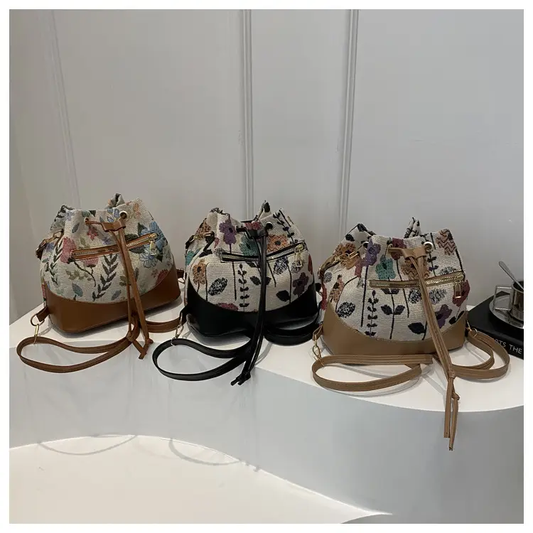 Women's Woven Flower Bucket Bag 2024 Ethnic Commuter - Image 5