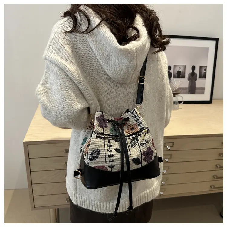 Women's Woven Flower Bucket Bag 2024 Ethnic Commuter - Image 6