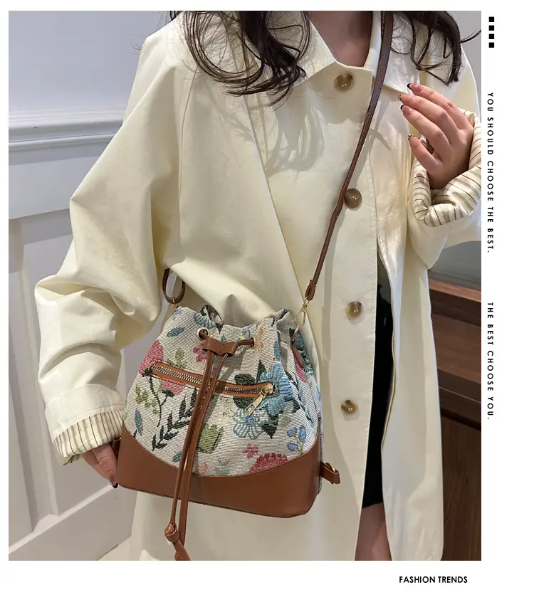 Women's Woven Flower Bucket Bag 2024 Ethnic Commuter — feature 1