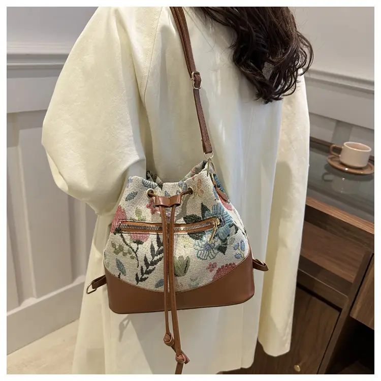 Women's Woven Flower Bucket Bag 2024 Ethnic Commuter — feature 13