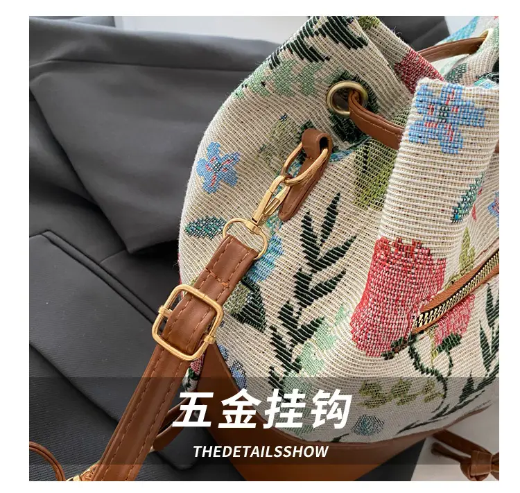 Women's Woven Flower Bucket Bag 2024 Ethnic Commuter — feature 4