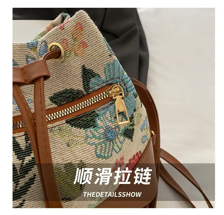 Women's Woven Flower Bucket Bag 2024 Ethnic Commuter — feature 5