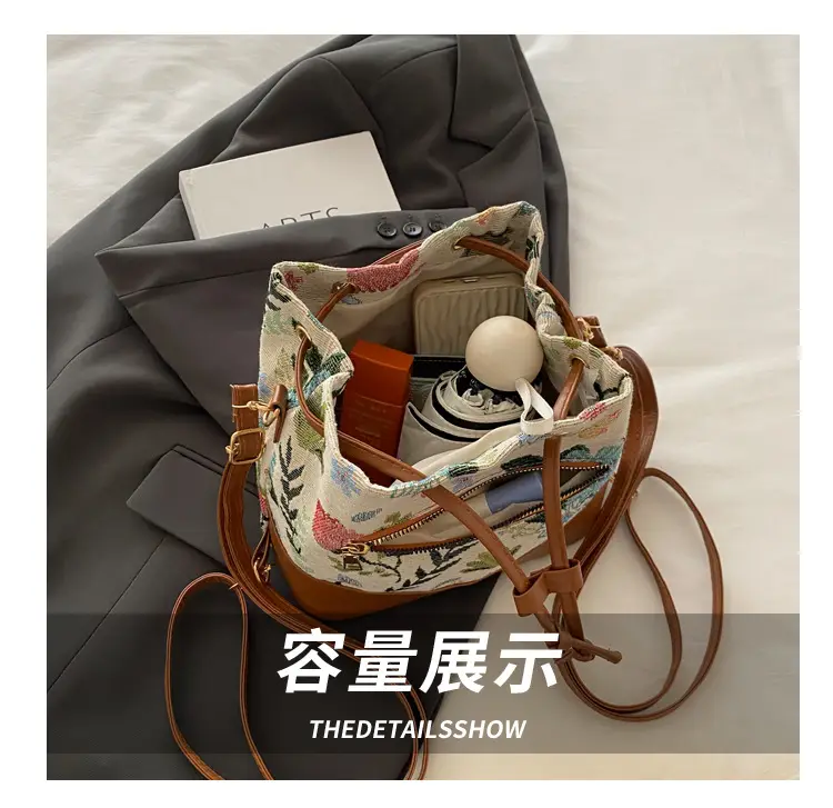 Women's Woven Flower Bucket Bag 2024 Ethnic Commuter — feature 6