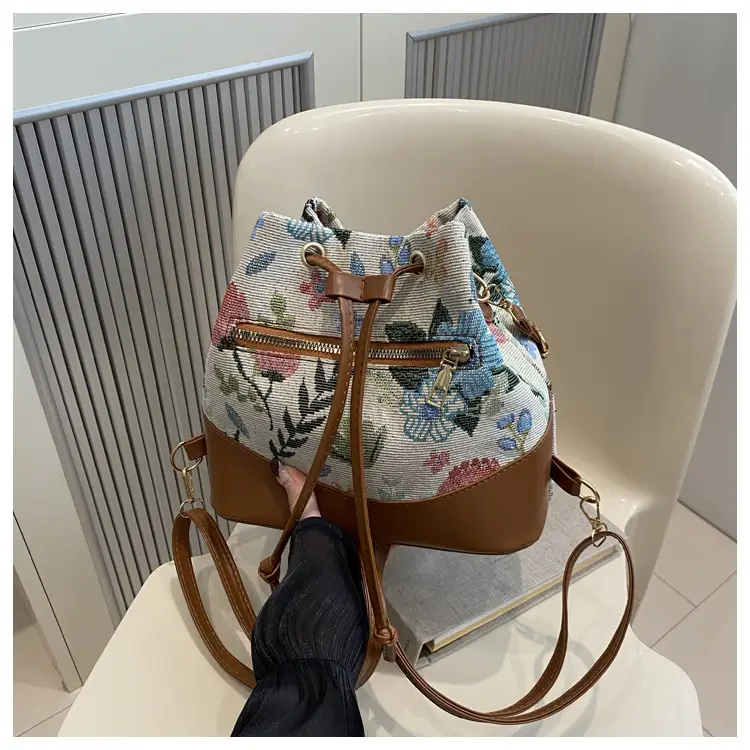 Women's Woven Flower Bucket Bag 2024 Ethnic Commuter - Image 2