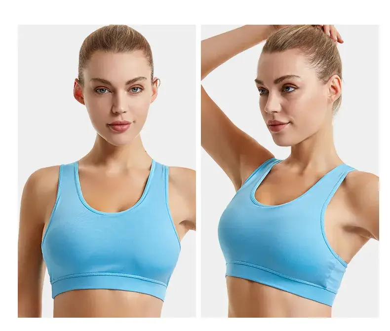Women's Blue Shockproof Push-Up Yoga Vest with Sling Back — feature 17