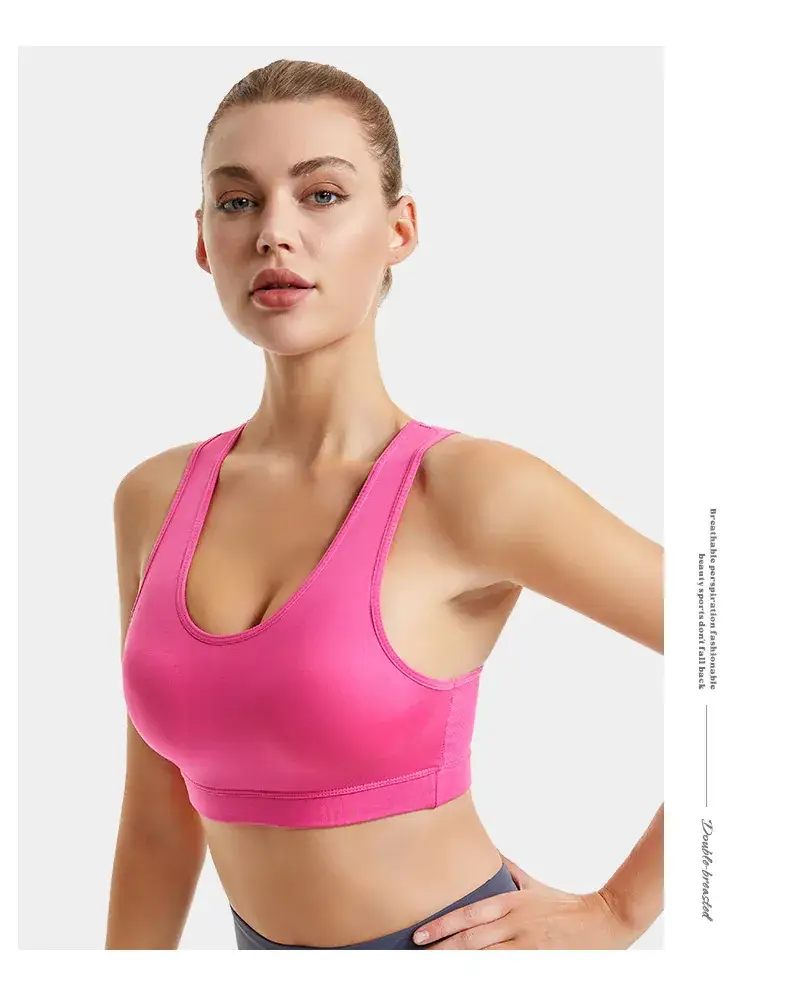 Women's Blue Shockproof Push-Up Yoga Vest with Sling Back — feature 26