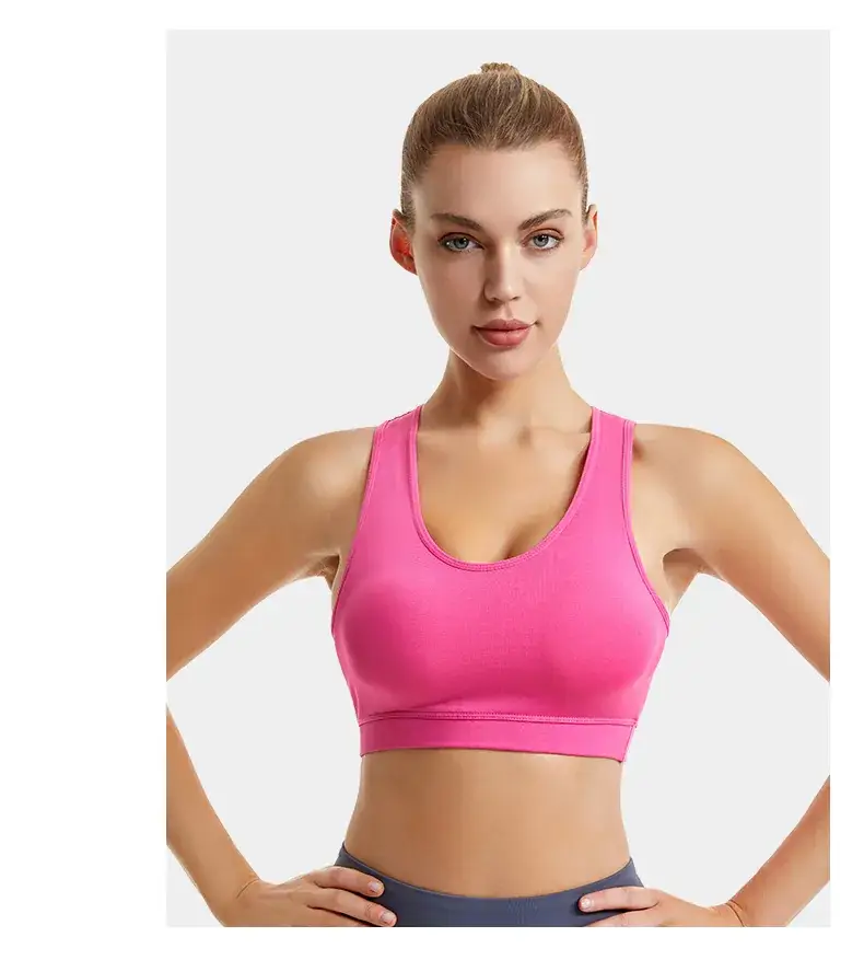 Women's Blue Shockproof Push-Up Yoga Vest with Sling Back — feature 27