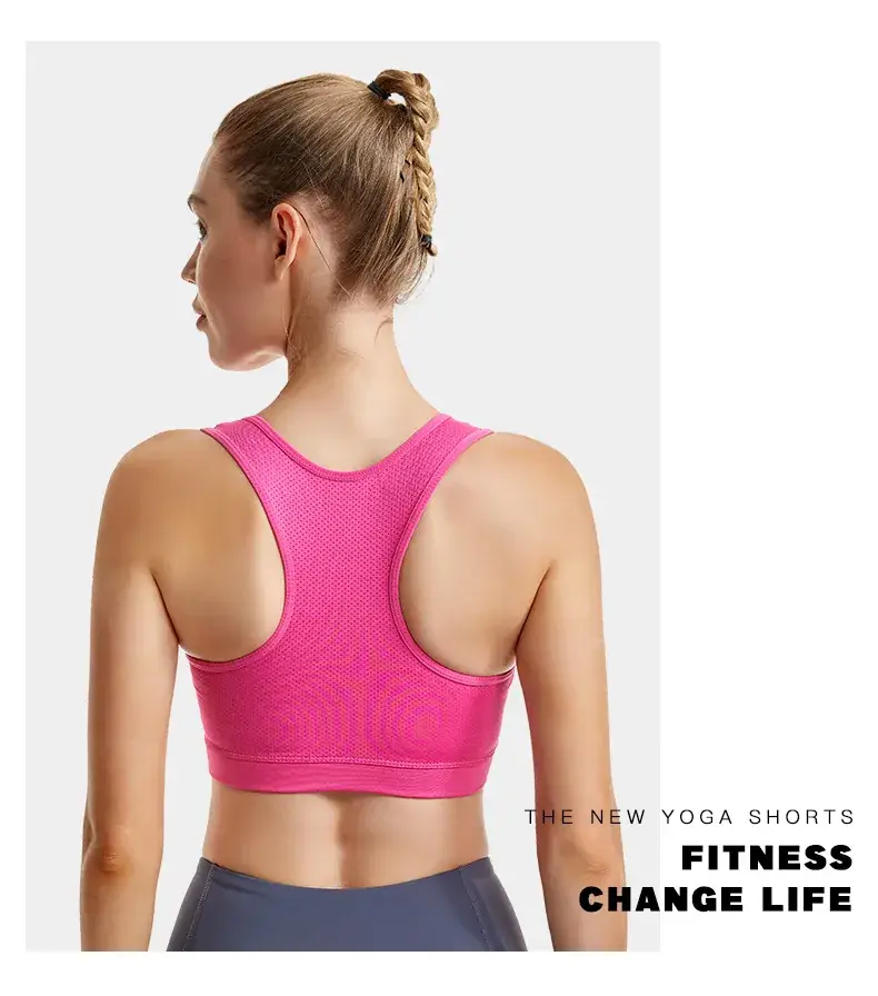 Women's Blue Shockproof Push-Up Yoga Vest with Sling Back — feature 28