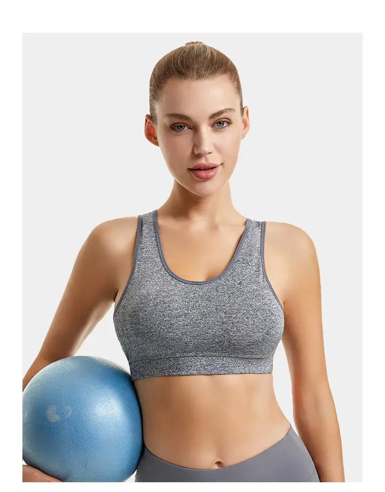 Women's Blue Shockproof Push-Up Yoga Vest with Sling Back — feature 29