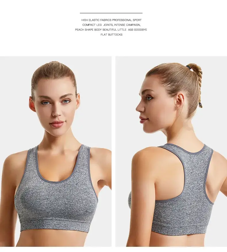 Women's Blue Shockproof Push-Up Yoga Vest with Sling Back — feature 30