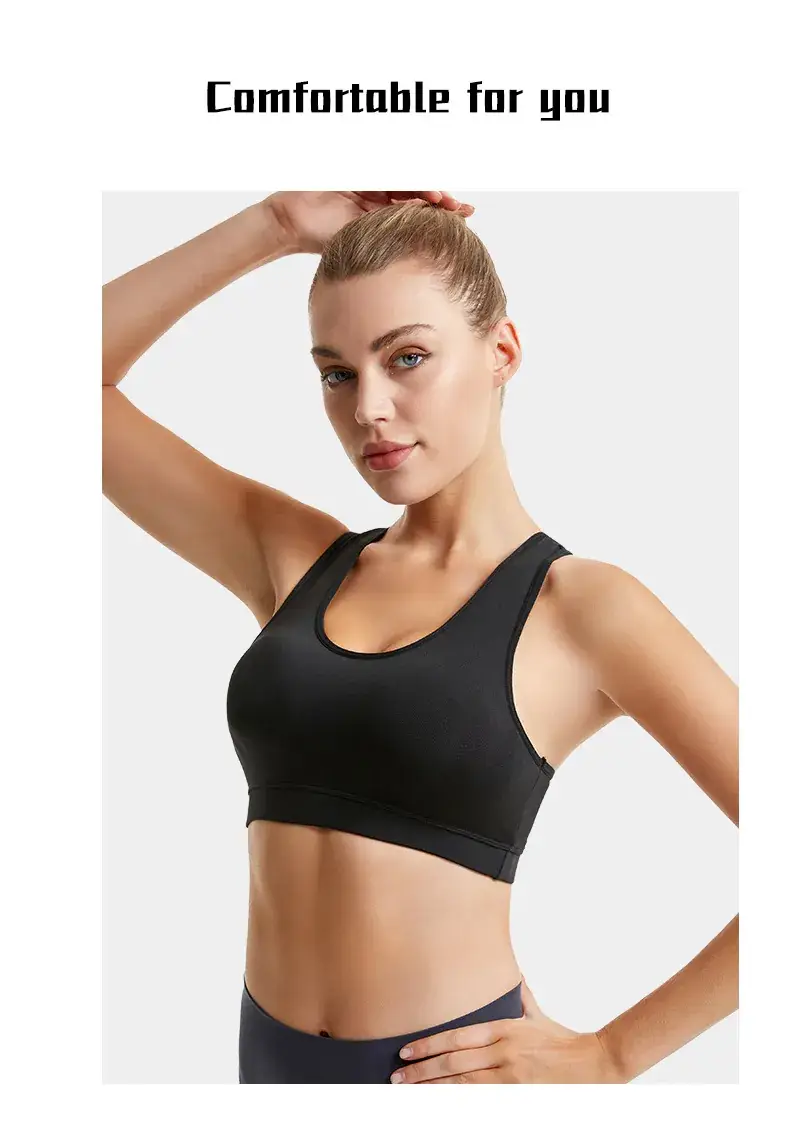 Women's Blue Shockproof Push-Up Yoga Vest with Sling Back — feature 31