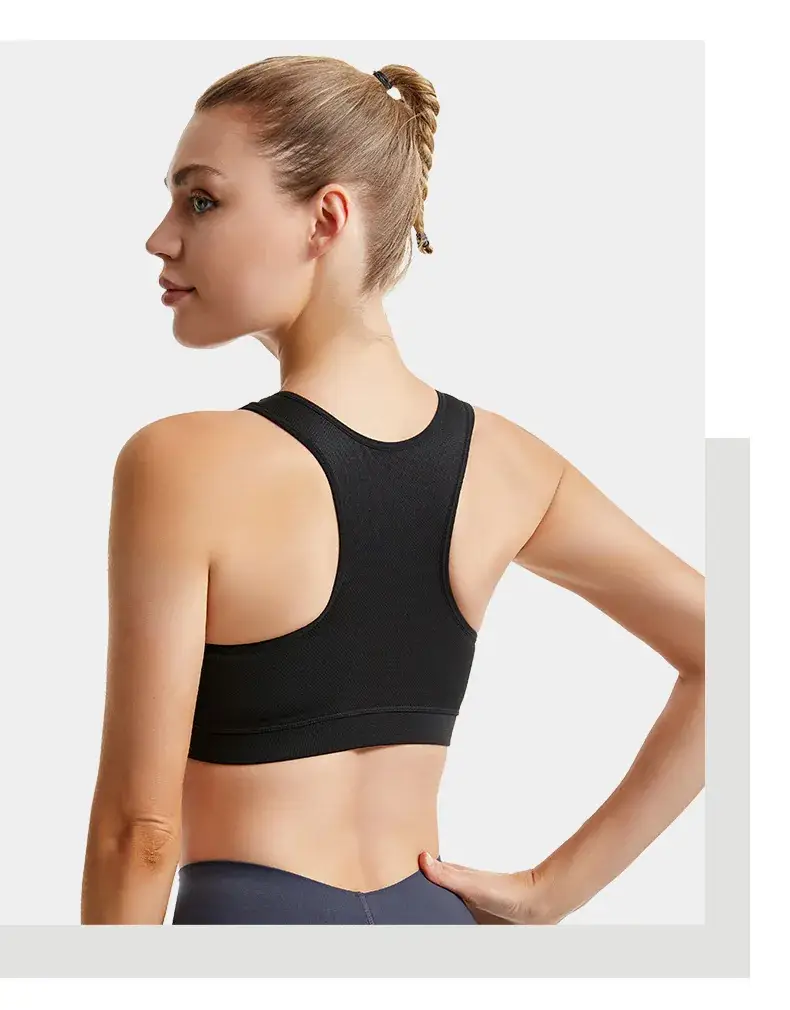 Women's Blue Shockproof Push-Up Yoga Vest with Sling Back — feature 32