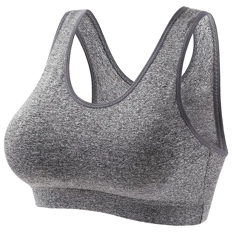 Women's Blue Shockproof Push-Up Yoga Vest with Sling Back - Image 3