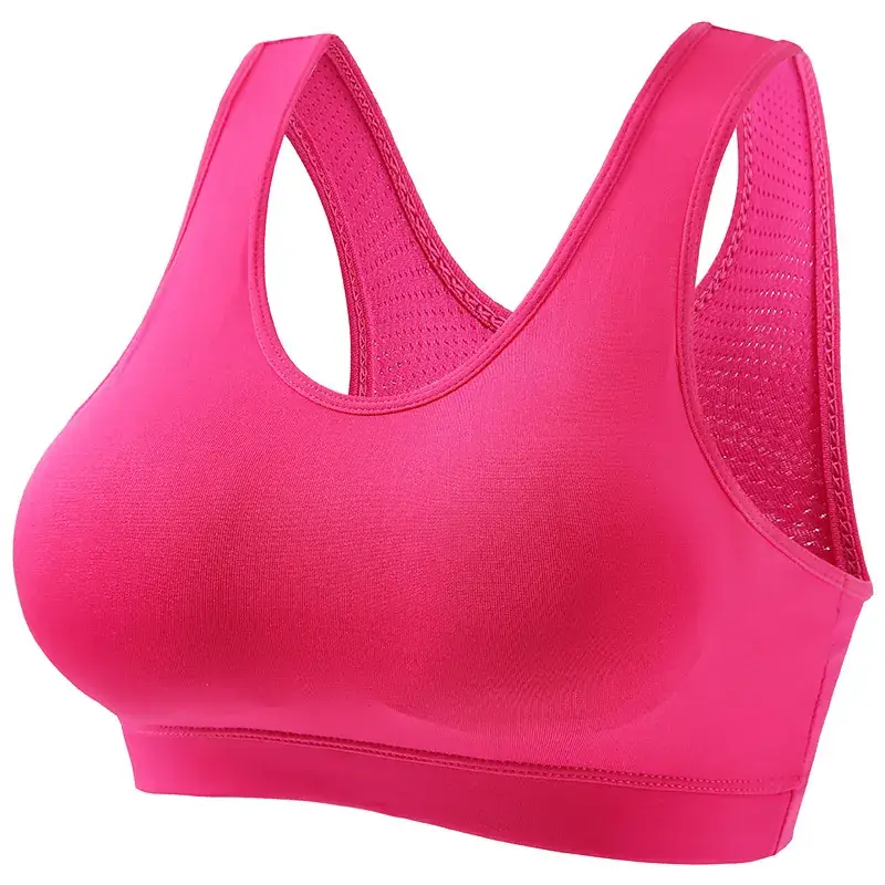 Women's Blue Shockproof Push-Up Yoga Vest with Sling Back - Image 4