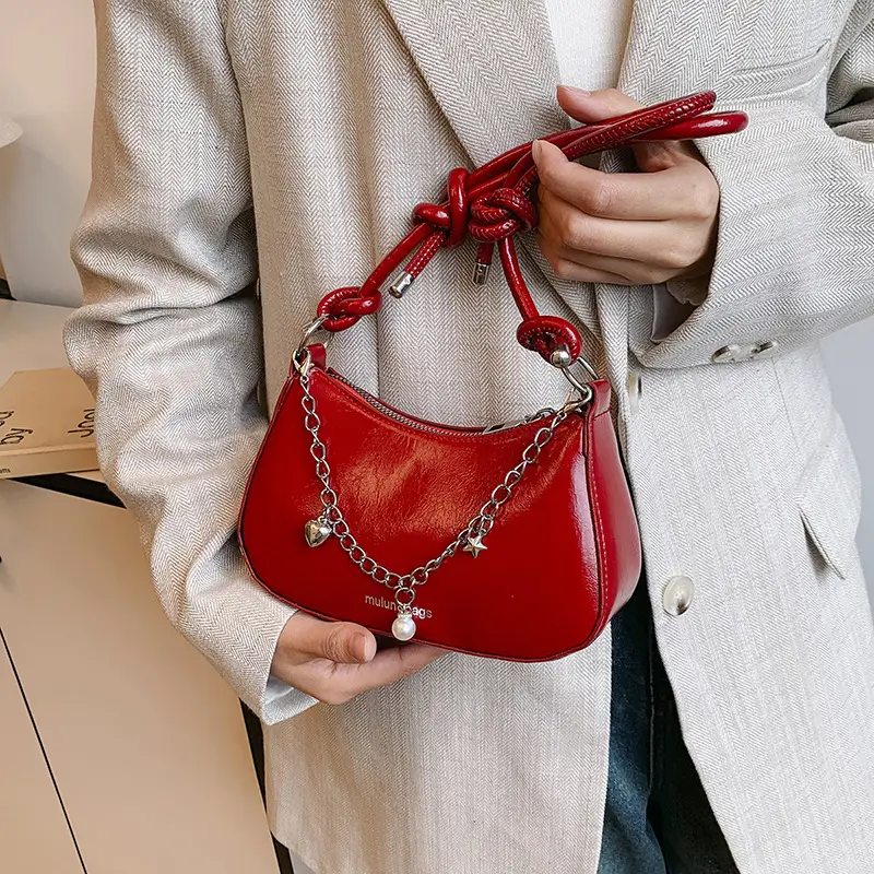 Red Chain Shoulder Bag for Women 2024 Fashion - Image 5